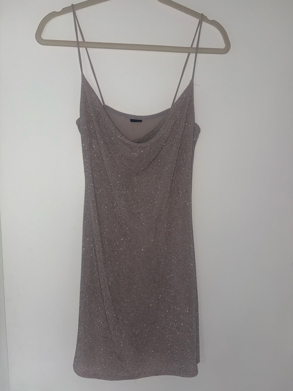 Urban Outfitters Sparkle Cowl Slip Dress - Taupe